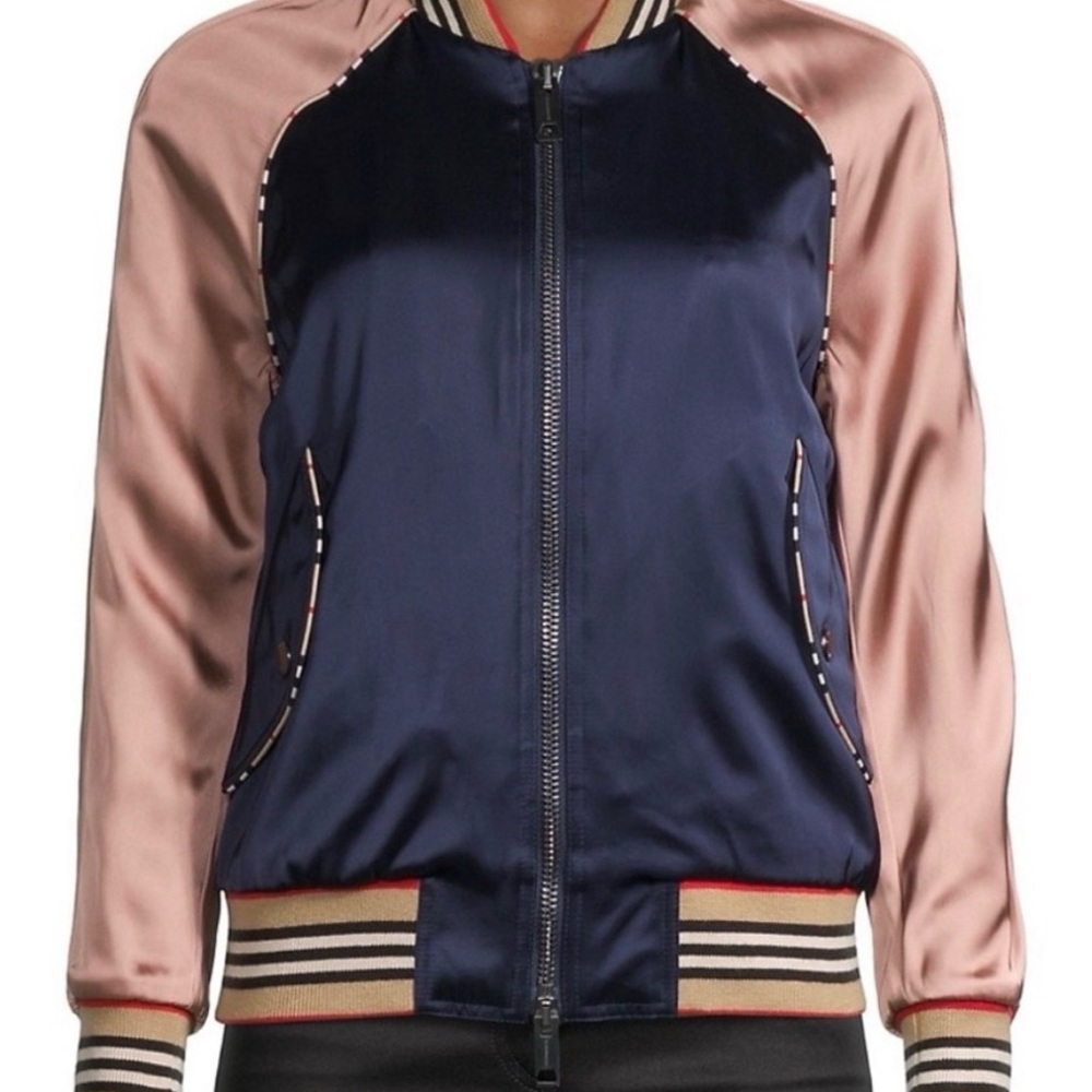 Burberry Harlington Satin Bomber Jacket